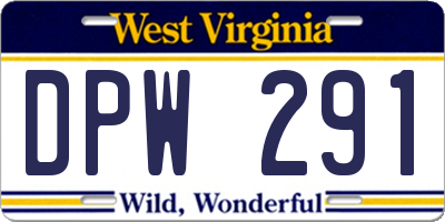 WV license plate DPW291
