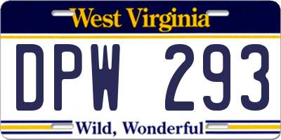 WV license plate DPW293