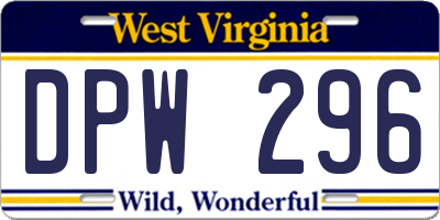 WV license plate DPW296
