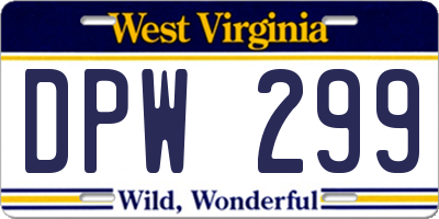 WV license plate DPW299