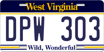WV license plate DPW303