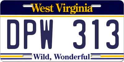 WV license plate DPW313
