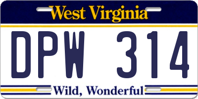 WV license plate DPW314