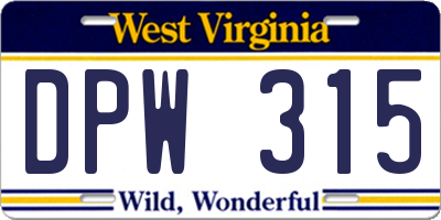 WV license plate DPW315