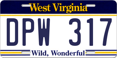 WV license plate DPW317