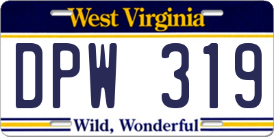 WV license plate DPW319