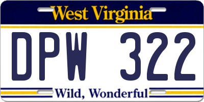 WV license plate DPW322