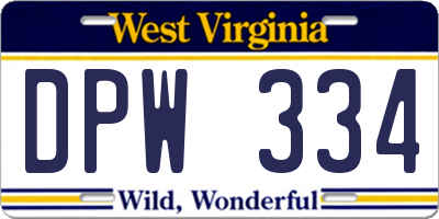 WV license plate DPW334