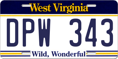 WV license plate DPW343