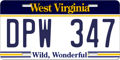 WV license plate DPW347