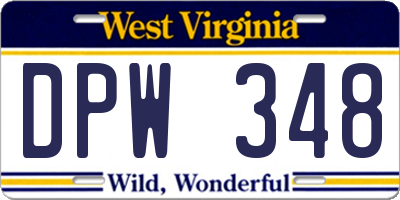 WV license plate DPW348