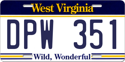 WV license plate DPW351