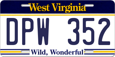 WV license plate DPW352