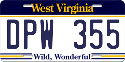 WV license plate DPW355