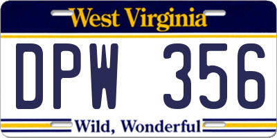 WV license plate DPW356