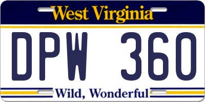 WV license plate DPW360