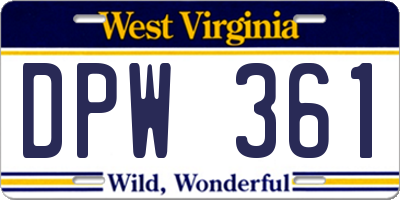 WV license plate DPW361