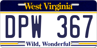 WV license plate DPW367