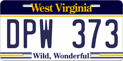 WV license plate DPW373