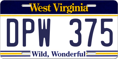 WV license plate DPW375