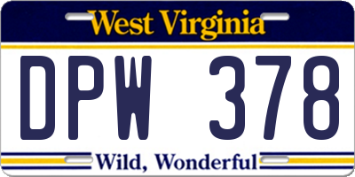 WV license plate DPW378