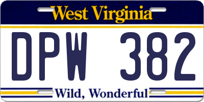 WV license plate DPW382
