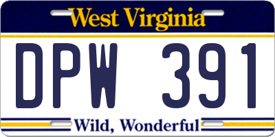 WV license plate DPW391