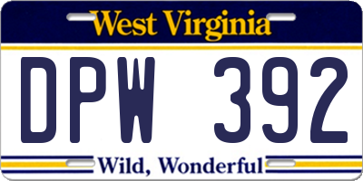 WV license plate DPW392