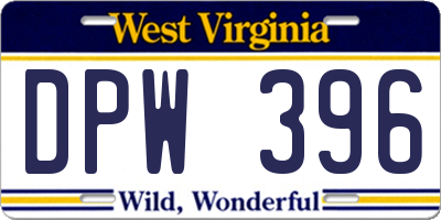 WV license plate DPW396