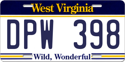 WV license plate DPW398
