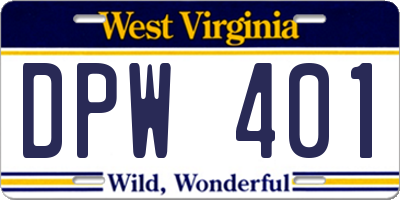 WV license plate DPW401