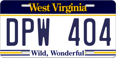 WV license plate DPW404