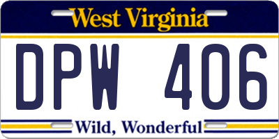 WV license plate DPW406