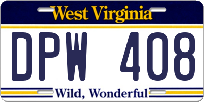 WV license plate DPW408