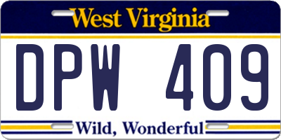 WV license plate DPW409
