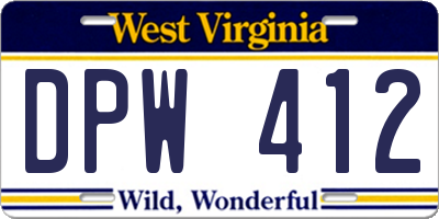 WV license plate DPW412