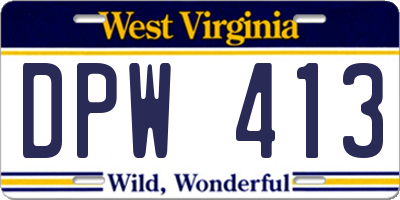 WV license plate DPW413