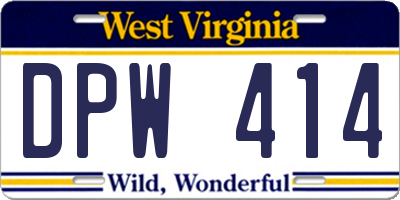 WV license plate DPW414