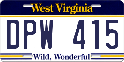 WV license plate DPW415
