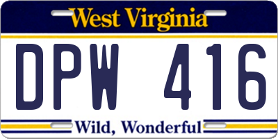 WV license plate DPW416
