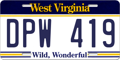 WV license plate DPW419