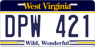 WV license plate DPW421