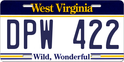 WV license plate DPW422