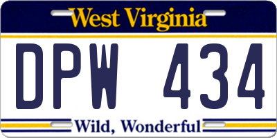 WV license plate DPW434