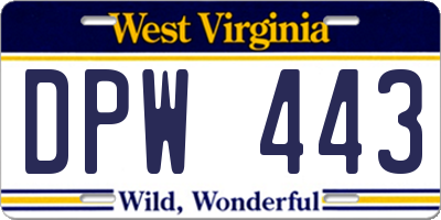 WV license plate DPW443