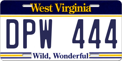 WV license plate DPW444