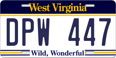 WV license plate DPW447