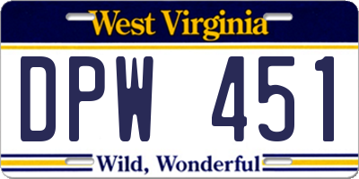 WV license plate DPW451