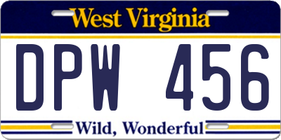 WV license plate DPW456