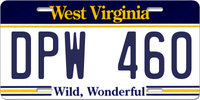 WV license plate DPW460